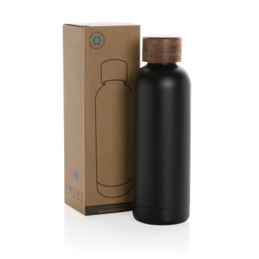 Logotrade advertising products photo of: Wood RCS certified recycled stainless steel vacuum bottle