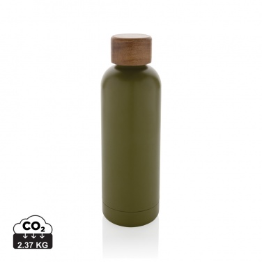 Logotrade business gift image of: Wood RCS certified recycled stainless steel vacuum bottle