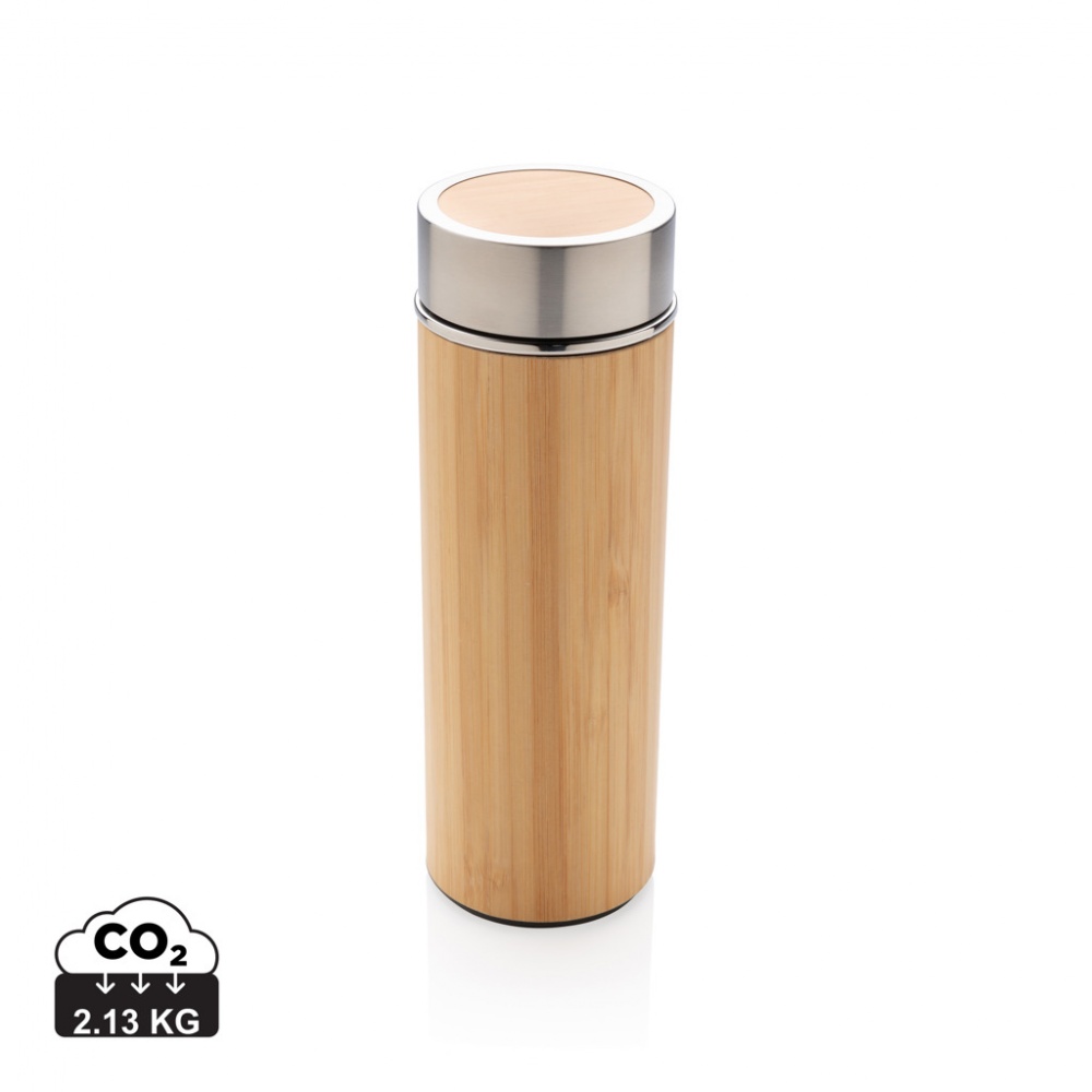 Logo trade promotional giveaways image of: Leak proof bamboo vacuum bottle