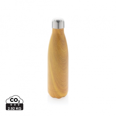 Logo trade business gifts image of: Vacuum insulated stainless steel bottle with wood print