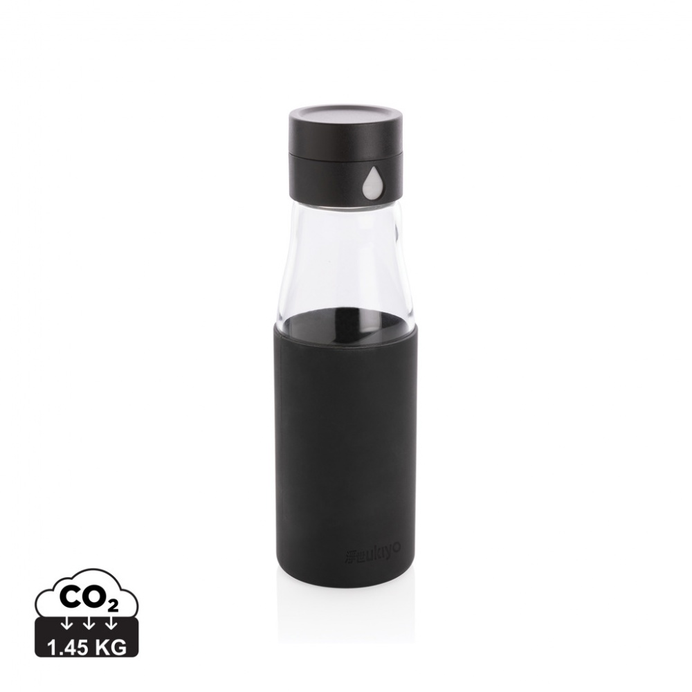 Logotrade promotional giveaway picture of: Ukiyo glass hydration tracking bottle with sleeve