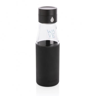 Logo trade promotional item photo of: Ukiyo glass hydration tracking bottle with sleeve