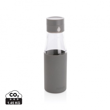 Logo trade promotional item photo of: Ukiyo glass hydration tracking bottle with sleeve