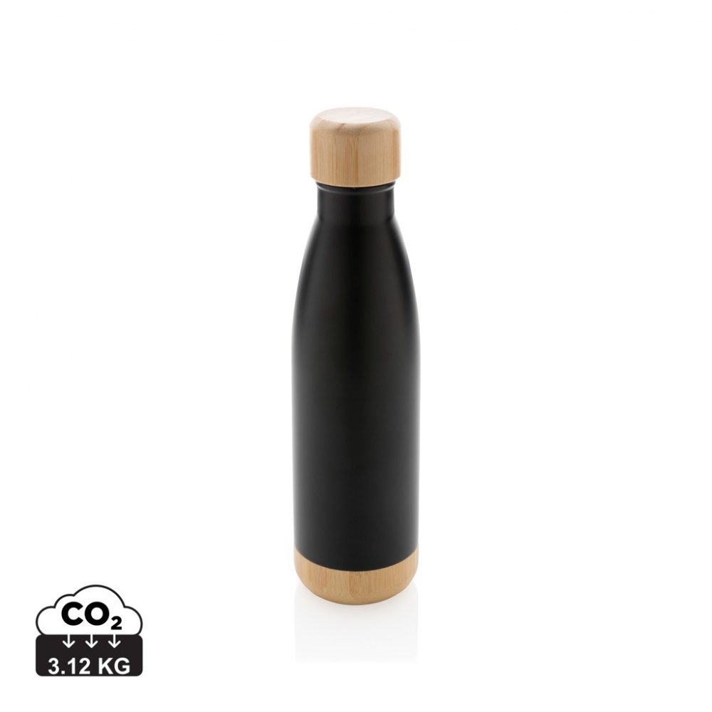 Logo trade promotional gift photo of: Vacuum stainless steel bottle with bamboo lid and bottom