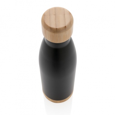 Logo trade promotional products picture of: Vacuum stainless steel bottle with bamboo lid and bottom