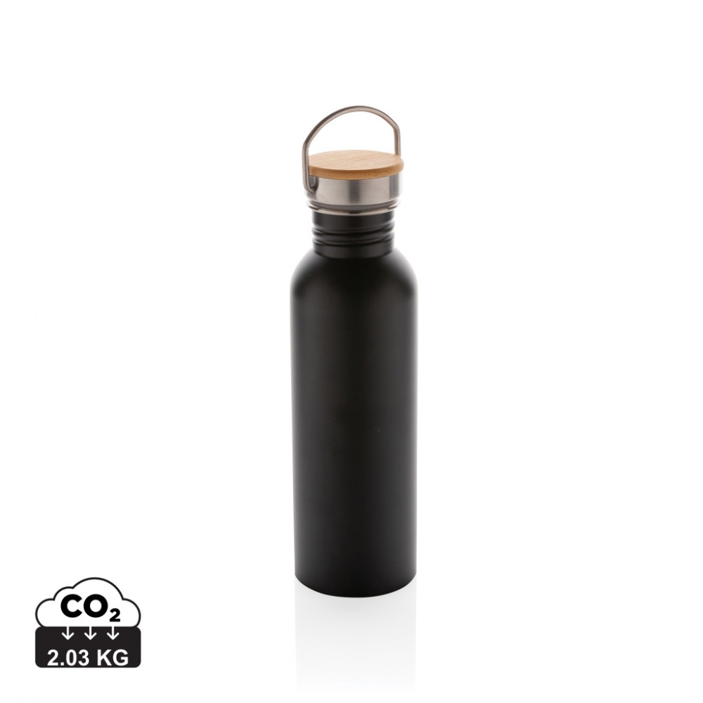 Logo trade promotional merchandise picture of: Modern stainless steel bottle with bamboo lid