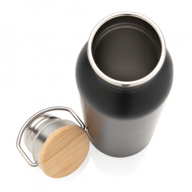 Logotrade promotional merchandise picture of: Modern stainless steel bottle with bamboo lid