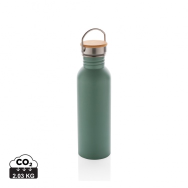 Logo trade advertising products image of: Modern stainless steel bottle with bamboo lid