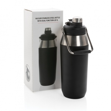 Logo trade promotional gifts image of: Vacuum stainless steel dual function lid bottle 1L