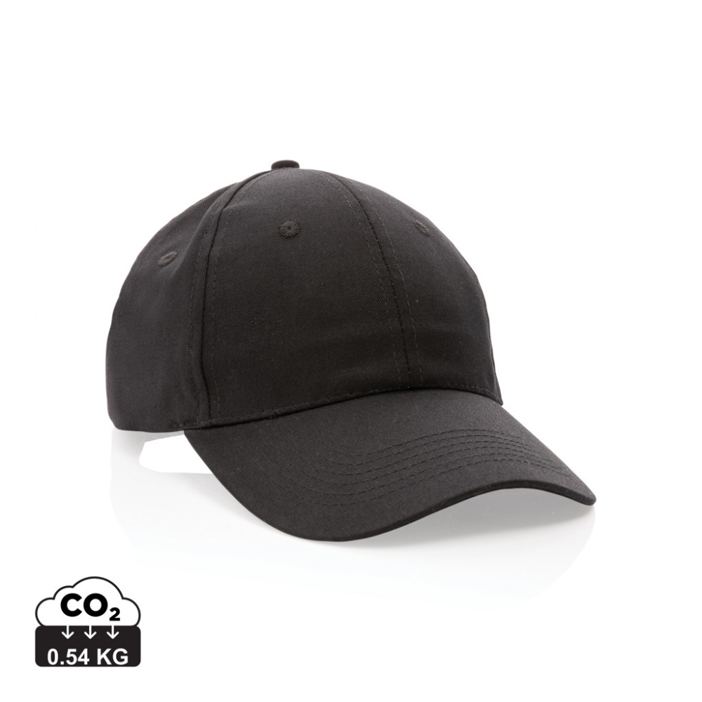 Logo trade promotional gifts image of: Impact 6 panel 190gr Recycled cotton cap with AWARE™ tracer