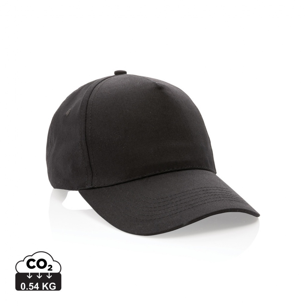 Logo trade promotional gifts image of: Impact 5 panel 190gr Recycled cotton cap with AWARE™ tracer