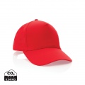 Impact 5 panel 190gr Recycled cotton cap with AWARE™ tracer, red