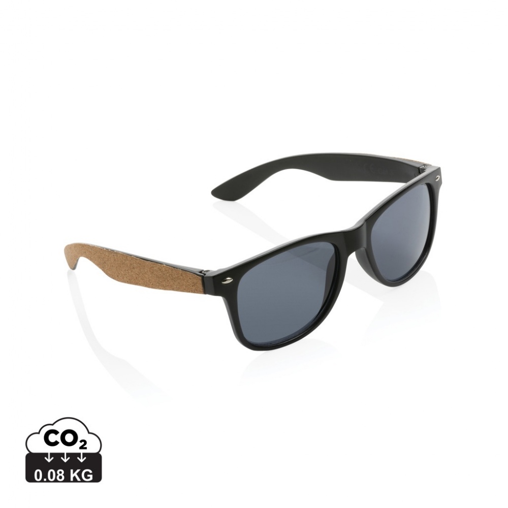 Logo trade promotional giveaways image of: GRS recycled PC plastic sunglasses with cork