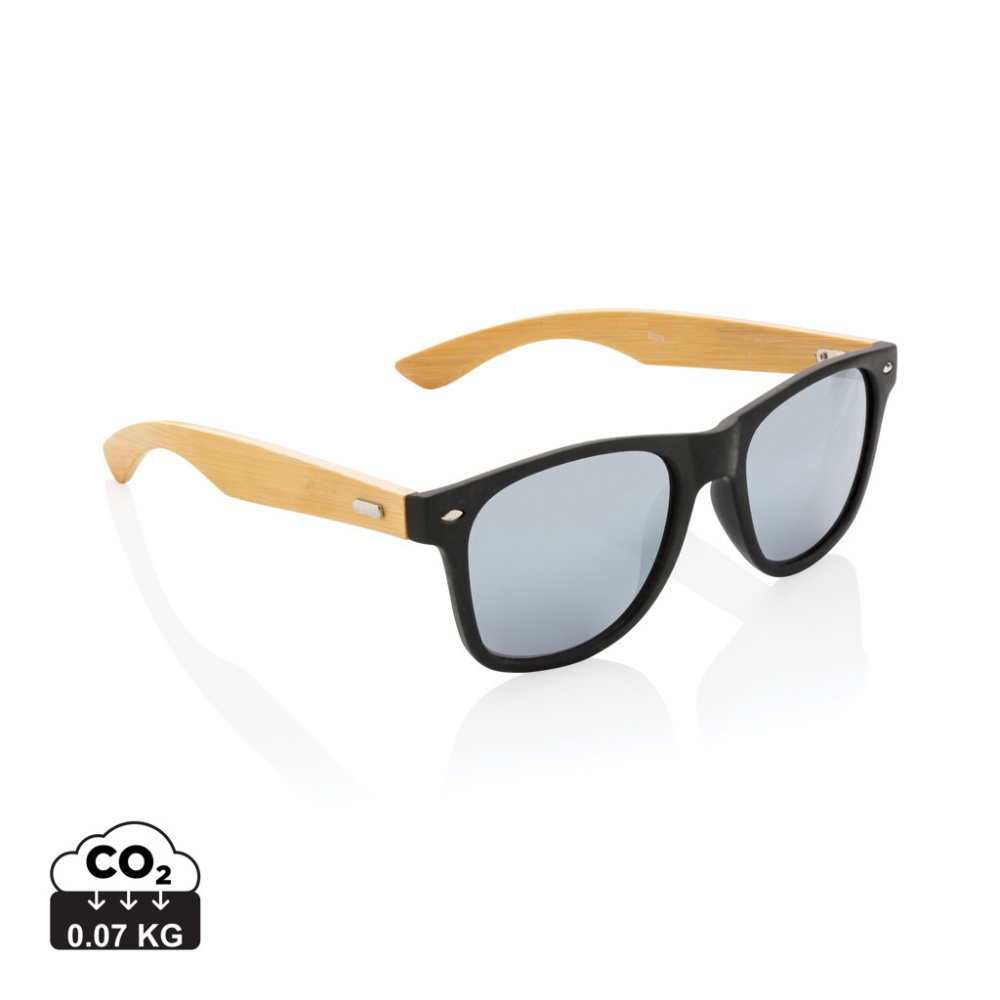 Logo trade corporate gifts image of: Bamboo and RCS recycled plastic sunglasses