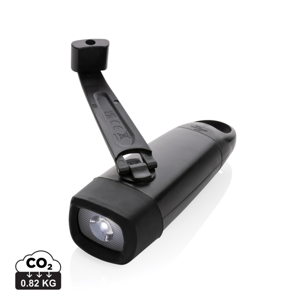 Logo trade promotional giveaway photo of: Lightwave RCS rplastic USB-rechargeable torch with crank