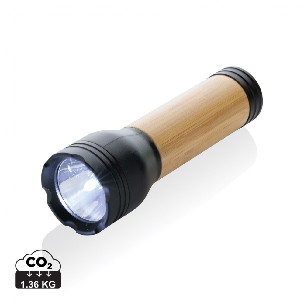 Logo trade promotional merchandise photo of: Lucid 3W RCS certified recycled plastic & bamboo torch