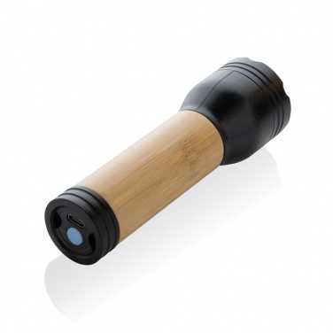 Logo trade promotional products image of: Lucid 3W RCS certified recycled plastic & bamboo torch