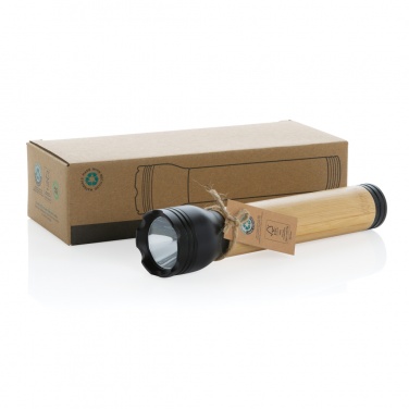 Logo trade promotional item photo of: Lucid 5W RCS certified recycled plastic & bamboo torch