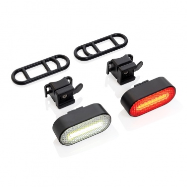 Logotrade promotional item picture of: Lumino RCS recycled plastic USB re-chargeable bike light set