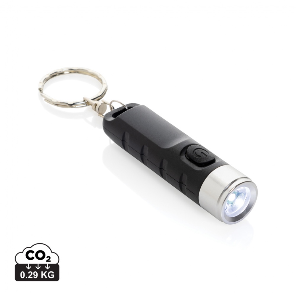 Logotrade business gifts photo of: Globix RCS recycled plastic USB re-chargeable keychain torch