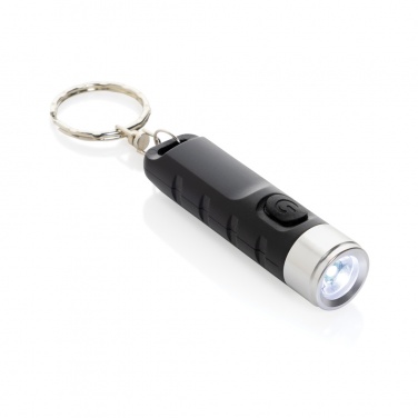 Logo trade corporate gifts image of: Globix RCS recycled plastic USB re-chargeable keychain torch