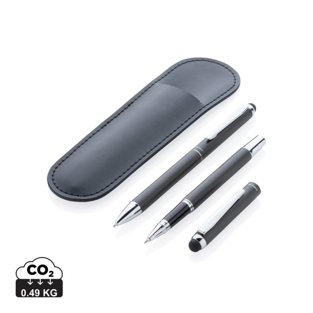 Logo trade promotional merchandise photo of: Swiss Peak deluxe pen set in PU pouch