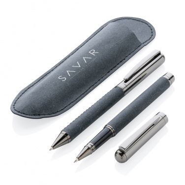 Logo trade promotional giveaways image of: Recycled leather pen set