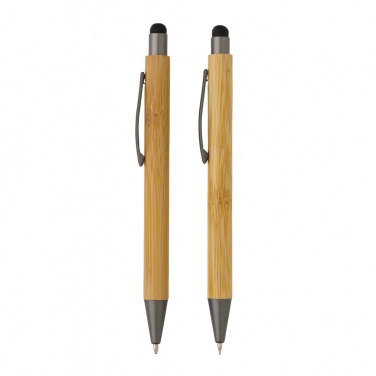 Logo trade promotional gifts image of: Bamboo modern pen set in box