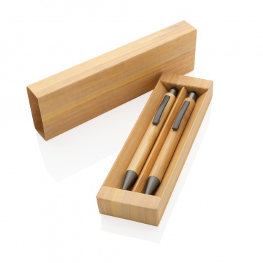 Logo trade business gifts image of: Bamboo modern pen set in box