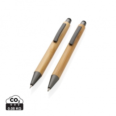 Logo trade promotional items picture of: Bamboo modern pen set in box