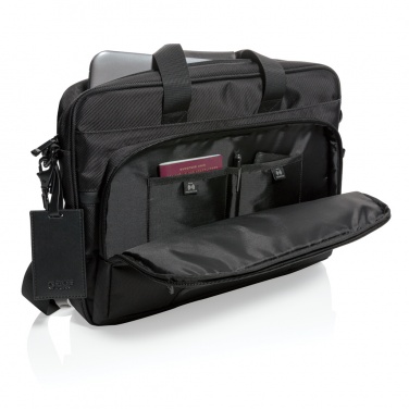 Logotrade advertising products photo of: Swiss Peak RPET Voyager RFID 15.6" laptop bag