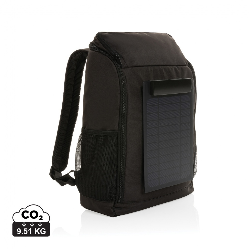 Logotrade advertising products photo of: Pedro AWARE™ RPET deluxe backpack with 5W solar panel