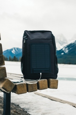 Logo trade corporate gifts image of: Pedro AWARE™ RPET deluxe backpack with 5W solar panel