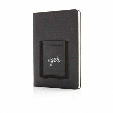 Logo trade advertising products image of: Deluxe A5 Notebook with phone pocket