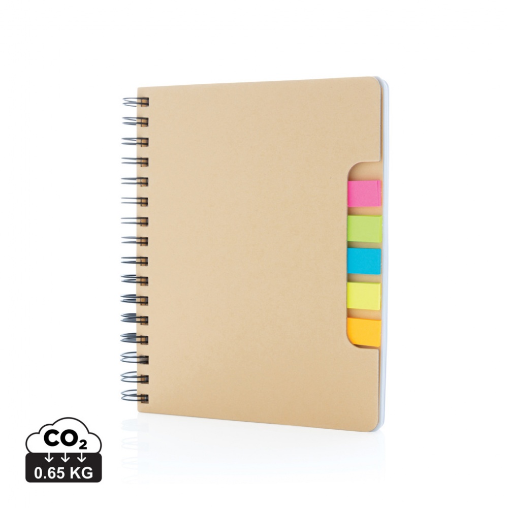 Logo trade promotional products picture of: A5 Kraft spiral notebook with sticky notes