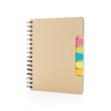 Logo trade promotional merchandise photo of: A5 Kraft spiral notebook with sticky notes