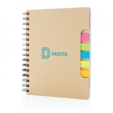 Logo trade promotional gift photo of: A5 Kraft spiral notebook with sticky notes