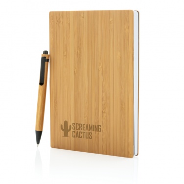 Logo trade advertising products image of: A5 Bamboo notebook & pen set