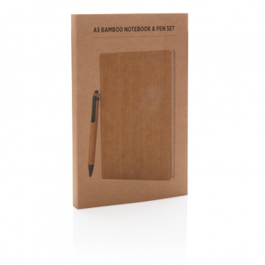 Logo trade advertising products image of: A5 Bamboo notebook & pen set