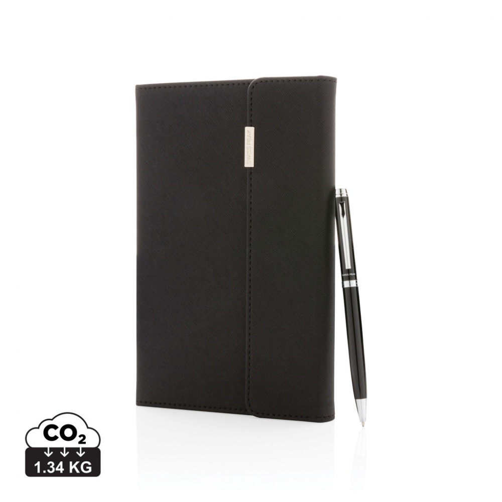 Logo trade promotional gift photo of: Swiss Peak deluxe A5 notebook and pen set