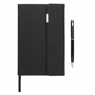 Logo trade promotional giveaways picture of: Swiss Peak deluxe A5 notebook and pen set