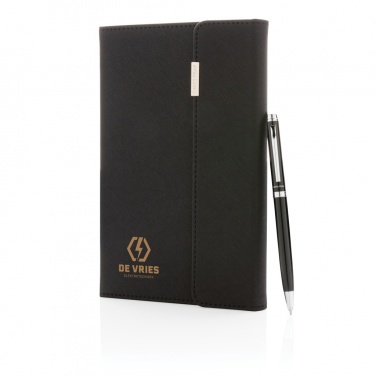 Logo trade promotional giveaways picture of: Swiss Peak deluxe A5 notebook and pen set