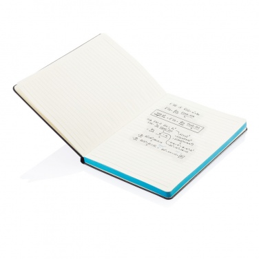 Logo trade promotional merchandise photo of: Deluxe hardcover A5 notebook with coloured side