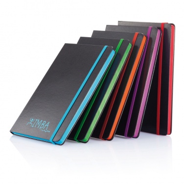 Logo trade promotional merchandise photo of: Deluxe hardcover A5 notebook with coloured side