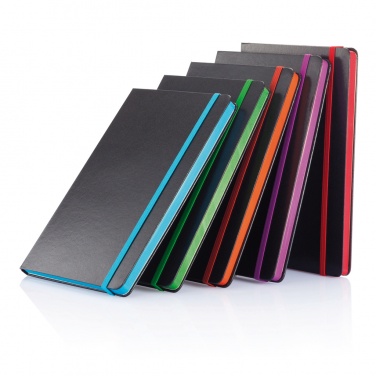 Logo trade promotional giveaway photo of: Deluxe hardcover A5 notebook with coloured side