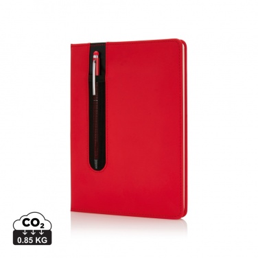 Logo trade business gifts image of: Standard hardcover PU A5 notebook with stylus pen