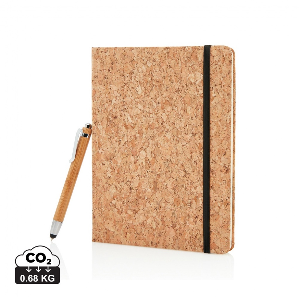 Logotrade promotional merchandise image of: A5 notebook with bamboo pen including stylus