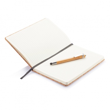 Logo trade promotional item photo of: A5 notebook with bamboo pen including stylus