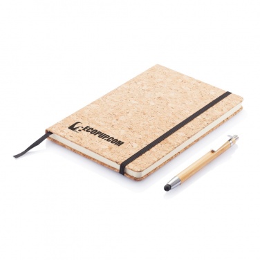 Logo trade promotional products image of: A5 notebook with bamboo pen including stylus