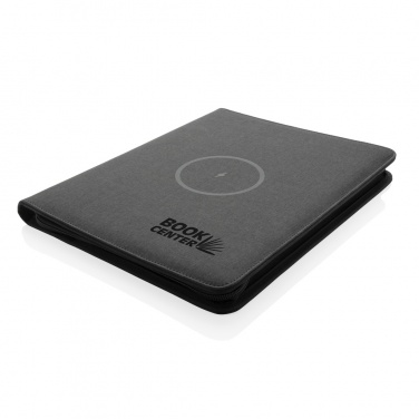 Logo trade promotional gifts image of: Air 5W wireless charging portfolio A4 w/ 5000 mAh powerbank